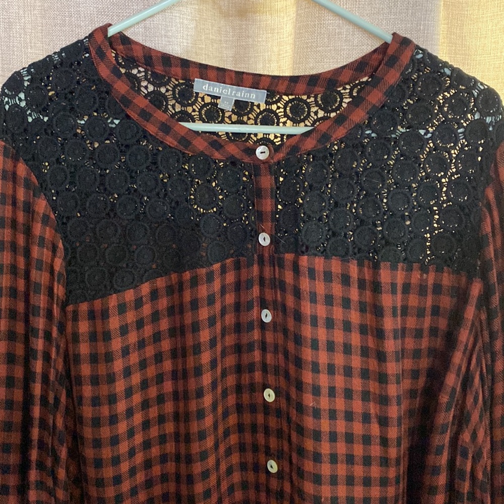 Black & red checkered button down top - Picture 2 of 5